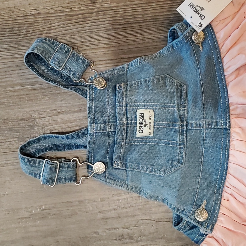 OshKosh Overall Jumper Pink Eyelet Dress Size 3T - Picture 2 of 3